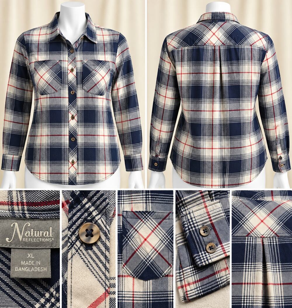 Natural Reflections XL Plaid Flannel Shirt Cabincore Western Cozycore Gorpcore